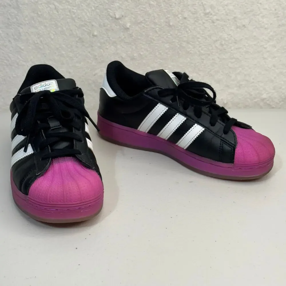 Adidas Superstar LED Lights Sneaker Shoes Core Black & Purple Burst Kids Size 3